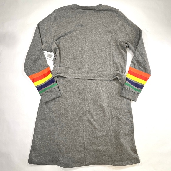 NWT Torrid‎ Cozy Fleece Shift Dress Womens 1X/14-16 Gray Rainbow Sleeve Belt NEW - Picture 4 of 15